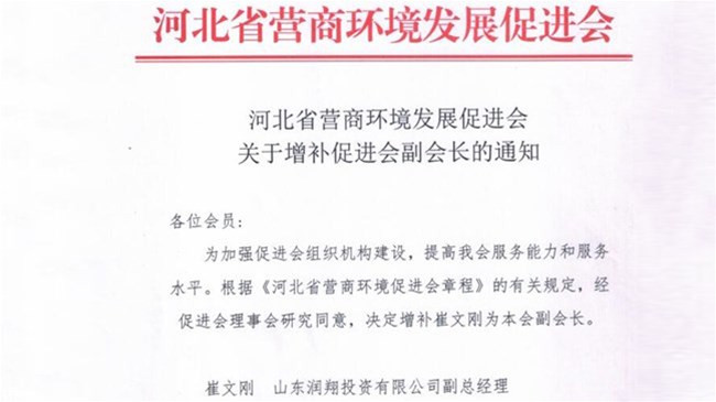 河北省营商环境发展促进会 关于增补促进会副会长的通知